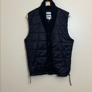 Marc Ecko Cut & Sew Black Knit Collar Puffer Vest